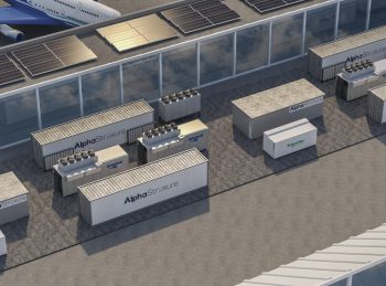 3-D render of two of four “power island” microgrids at JFK